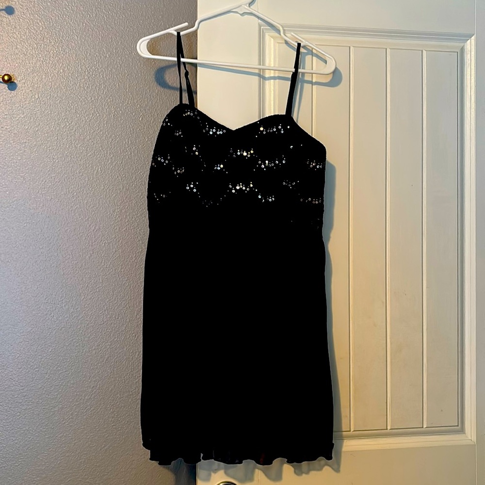 Beautiful Navy blue with sequins strapless bridesmaids or prom dress